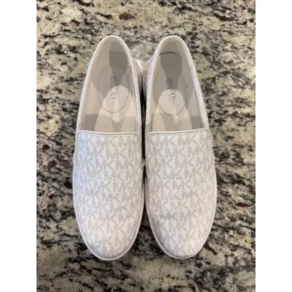 Michael Kors Women's Keaton Slip-On Signature Logo Sneakers White Size 8.5 - Picture 6 of 7